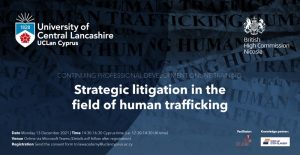 Online training: “Strategic Litigation in the field of Human Trafficking”, Μonday 13 December 2021, 14:30-16:30 (Cyprus time) 🗓