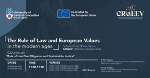 Intensive course on ‘Rule of Law, Due Diligence, and Sustainable Justice’, 28/11 and 2/12 11:00-17:00