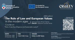 CRoLEV intensive Course on “Rule of Law Due Diligence and Sustainable Justice”